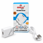CHARGER SINGLE USB WITH V8 CABLE (2.4AMP)