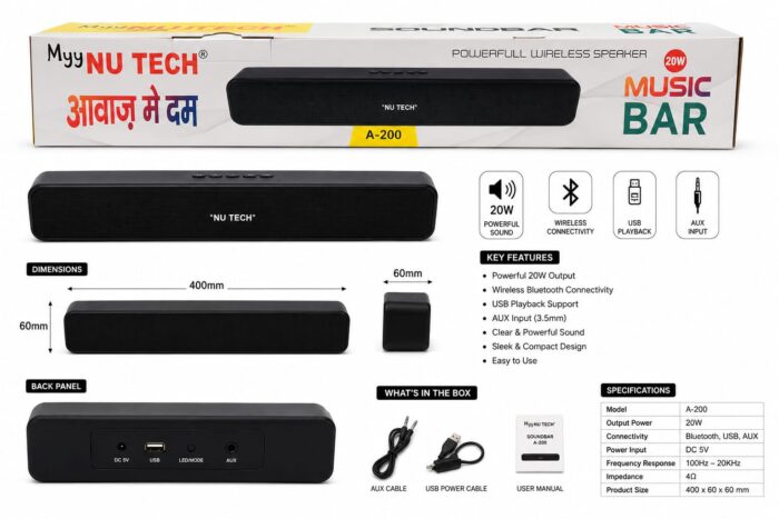 Bluetooth Speaker A-200 (20w) NU TECH