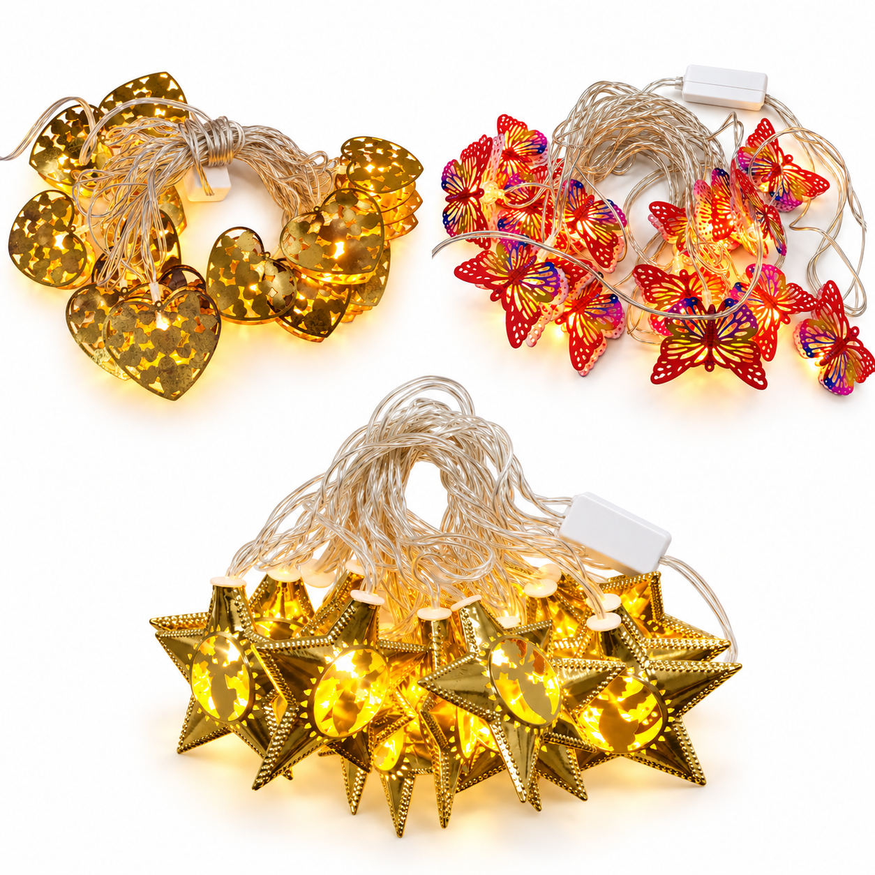 70cd0671-c042-4f47-806c-5e89d7d63636 Decorative LED String Lights – Heart, Butterfly & Star Designs 3mtr - Image 1