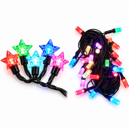 Multicolour LED String Lights - Star & Capsule Designs