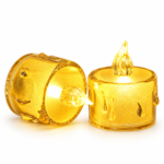 Golden Acrylic LED Tea Light Candles - 12 Pieces